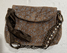 GAP Mini Velvet Shoulder Bag Blue Metallic Chain Pearl Strap Evening Purse Y2K