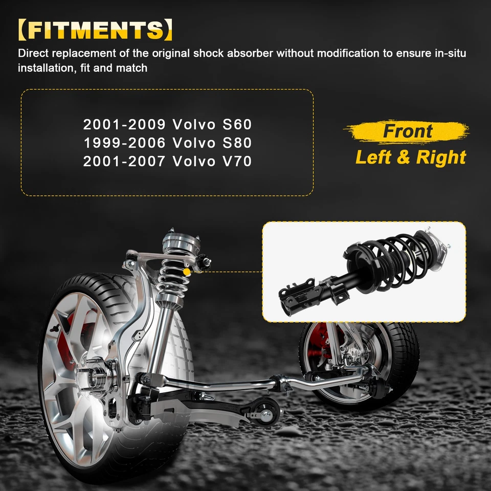For 2001-2007 2008 2009 Volvo S60 Front Complete Struts Shock Absorber Spring x2 - Image 4 of 4