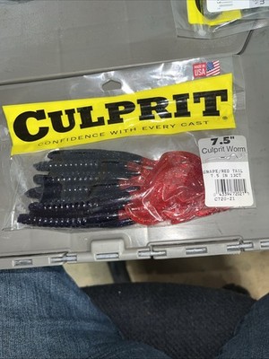 Rare Hard To Find 7.5  Culprit BASS Worm VOODOO color  Large 18pk  RIBBON TAIL.