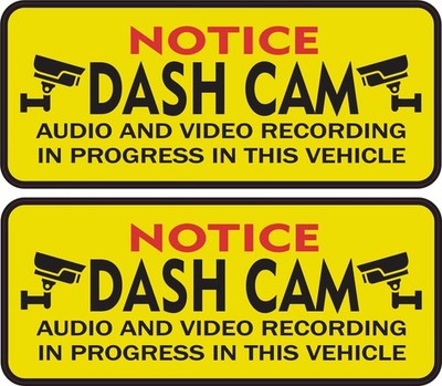 4.75in x 2in Notice Dash Cam Vinyl Stickers Car Truck Vehicle Bumper Decal