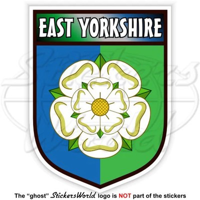 EAST YORKSHIRE Shield, White Rose County Emblem 100mm (4'') Sticker Decal