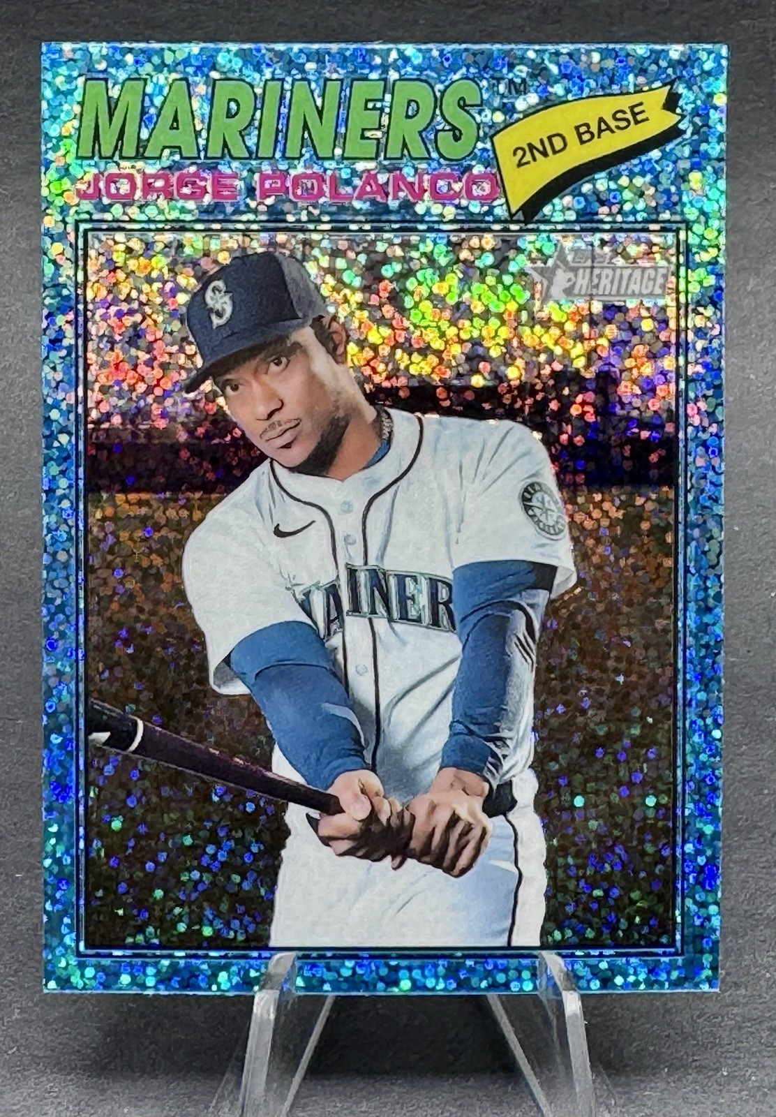 2026 Topps Heritage - Jorge Polanco #135 Chrome Light Blue Sparkle Refractor SP