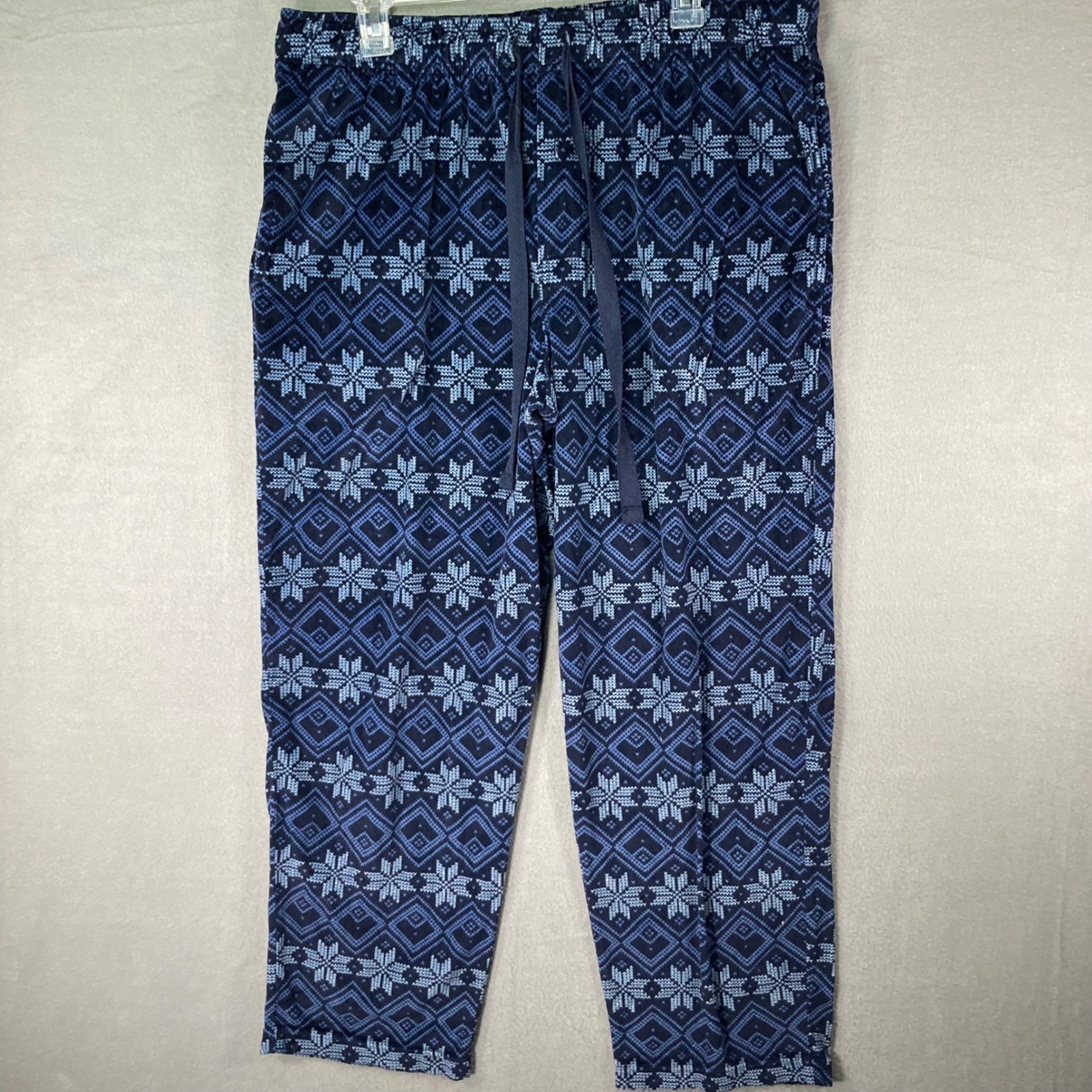 Mens Pajama Pants Blue Snowflake Geometric Print Sleepwear Loungewear