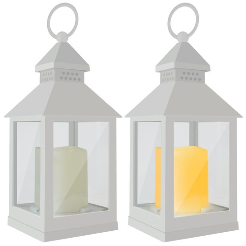 2x Flammenspiel-Laterne mit LED Kerze Deko Hänge-Lampe Garten Leuchte Windlicht - Bild 8 von 10