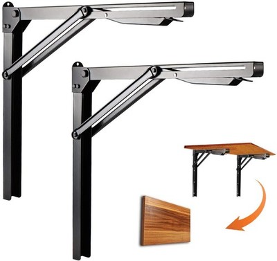 Ultrawall 24 inch Black Sturdy Folding Shelf Brackets, Heavy Duty Adjustable Ste