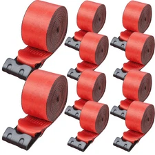 4" x 30' Truck Straps Tie Down Winch Straps w/ Flat Hooks 10 Pack Red