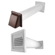 Through Wall Ventilation Kit, Louvre Vent with Brown External Hooded Vent