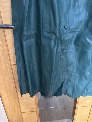 sosandar green leather dress Dark Green Faux Leather Panelled Dress