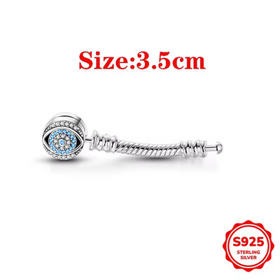 UNIVERSAL EXTENDER FOR CHARM BRACELET BLUE PAVED ZIRCON EVIL EYE CLASP 3.5CM