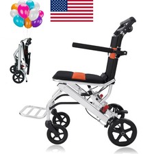 Portable Folding Wheelchair Travel Transport Wheelchair All Terrain For Adults