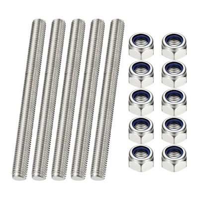 4 Pcs Fully Threaded Rod, M10 x 120mm Right Hand Thread Bar Studs with Nuts