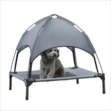 Small Elevated Dog Bed with Canopy - Upgraded 30IN Outdoor Raised Dog Cot Bed...