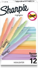 Sharpie Pocket Highlighters, Mild Pastel Colors, 1 Count Pack of 12 ,