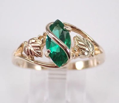 2Ct Marquise Cut Lab Created Green Emerald Solitaire Ring 14K Yellow Gold Plated
