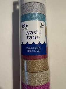 Love Nicole Glitter Washi Tape 13 Rolls Silver Gold Red Blue Pink Green 15mm