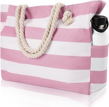 fauson Beach Bags for Women - Large Beach Tote Bag Waterproof Sandproof with Zip