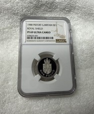 1988 Great Britain Pound Royal Shield Piefort Silver Coin NGC PF 69 UC