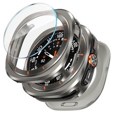 3 in 1 Metal Case for Galaxy Watch Ultra 47mm - Stainless Steel Bumper  9H Glas
