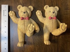 Vintage Home Interiors For Kids Resin Teddy Bear Wall Hanging Hook Set Of Two