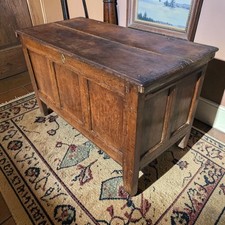 Antique Jacobean Oak Mule Chest. Blanket Box. Coffer Trunk