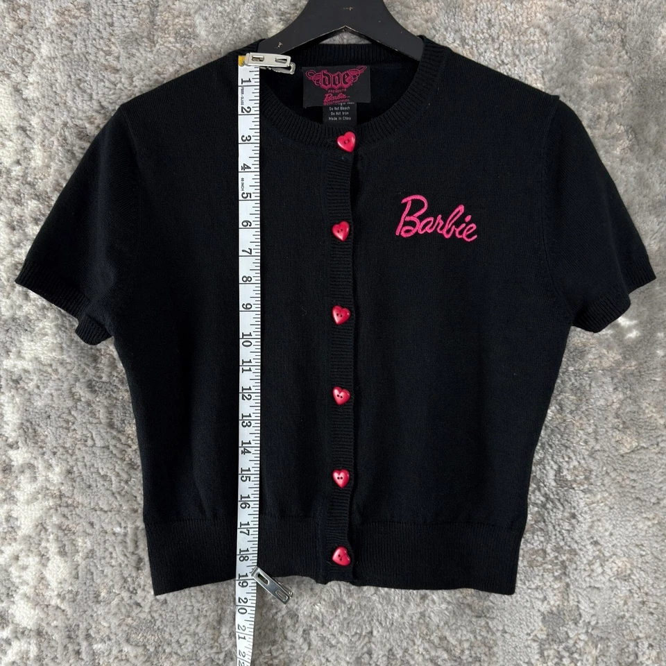 Cárdigan Suéter Doe Barbie Talla L Botón Negro Manga Corta Cuello Redondo Foto 4 de 4