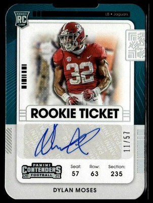 2021 Panini Contenders #299 Dylan Moses Rookie Ticket Stub #/57
