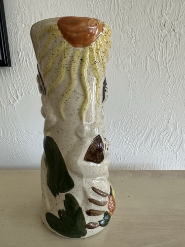 Tazza Tiki Vintage Trader Vic's Fog Cutter Luau Beach Ceramica Maculata 1963 Nuda - Foto 7 di 9
