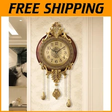 European Retro Pendulum Wall Clock - Silent Movement
