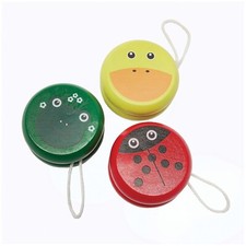 Set of 3 Animal Wooden Yoyos 5cm Dia. Traditional Ladybird Frog Duck