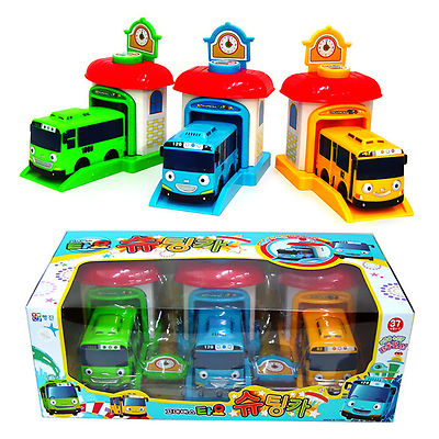 Tayo The Little Bus Shooting Car Set (3 tlg Busse and Car Launcher Garage)