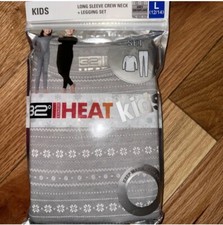 32 Degree Heat Kids Long Sleeve Crew Neck Legging Set Gray Snowflakes Sz L New