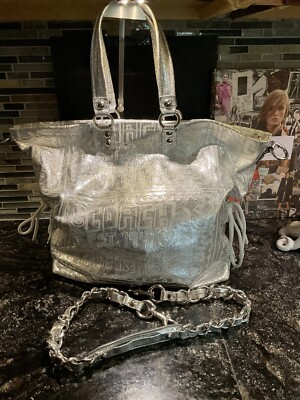 Coach Poppy Silver Spotlight Limited Edition Story Patch Leather