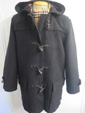 Genuine Burberry Wool Duffle Duffel Coat Raincoat L Uk 14 Euro 42 Black