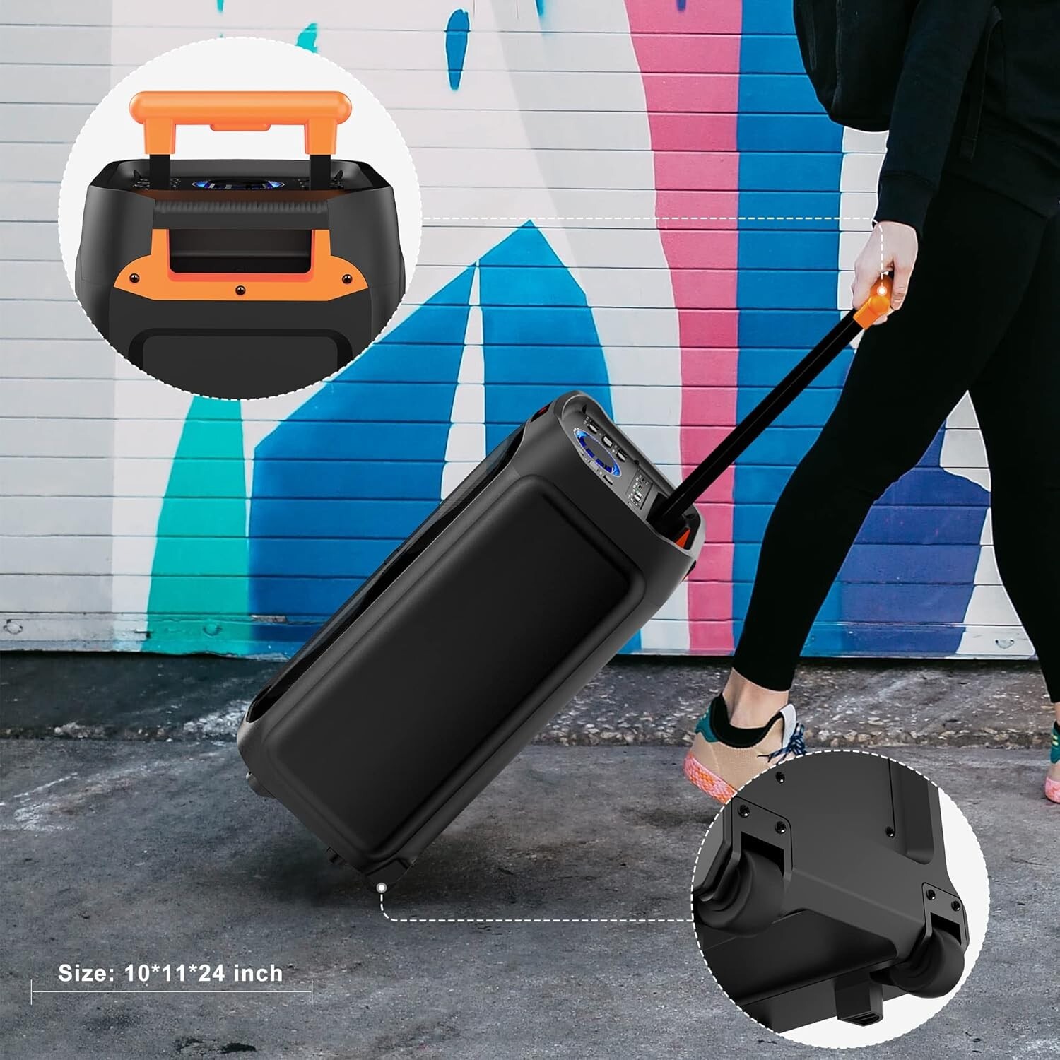 500W Outdoor Karaoke Machine: Big Bluetooth Speaker with Disco Lights & Trolley