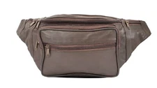 Genuine Leather Fanny Pack Large Multi Zippered Waist Bag Design Hip Purse