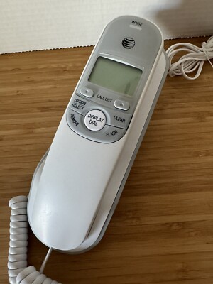 Corded Telephone AT&T Trimline Phone TR1909 White Desk + Wall Mount EUC