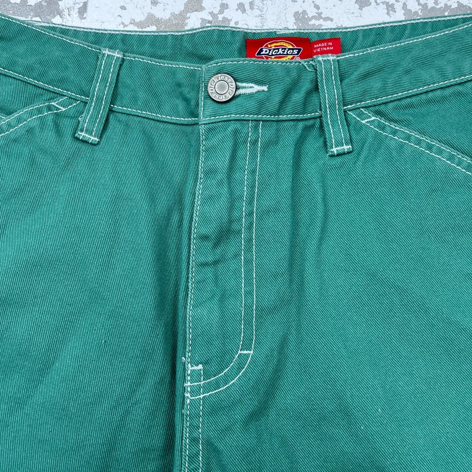 Pantalones Cortos Dickies Mujer Verde 5 27 Verde Carpintero Jean Pantalones Cortos Ropa de Trabajo Y2K Damas Foto 3 de 4