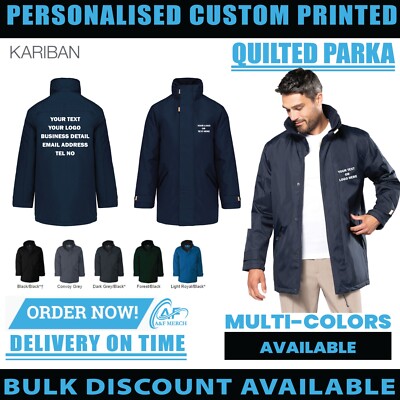 Personalisierte maßgeschneiderte Kariban gesteppte Parka gepolsterte Jacke 100 % Polyester KB677