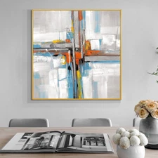 Abstract Coloful Geometric 100% Hand Painted Oil Painting On Canvas Minimalist