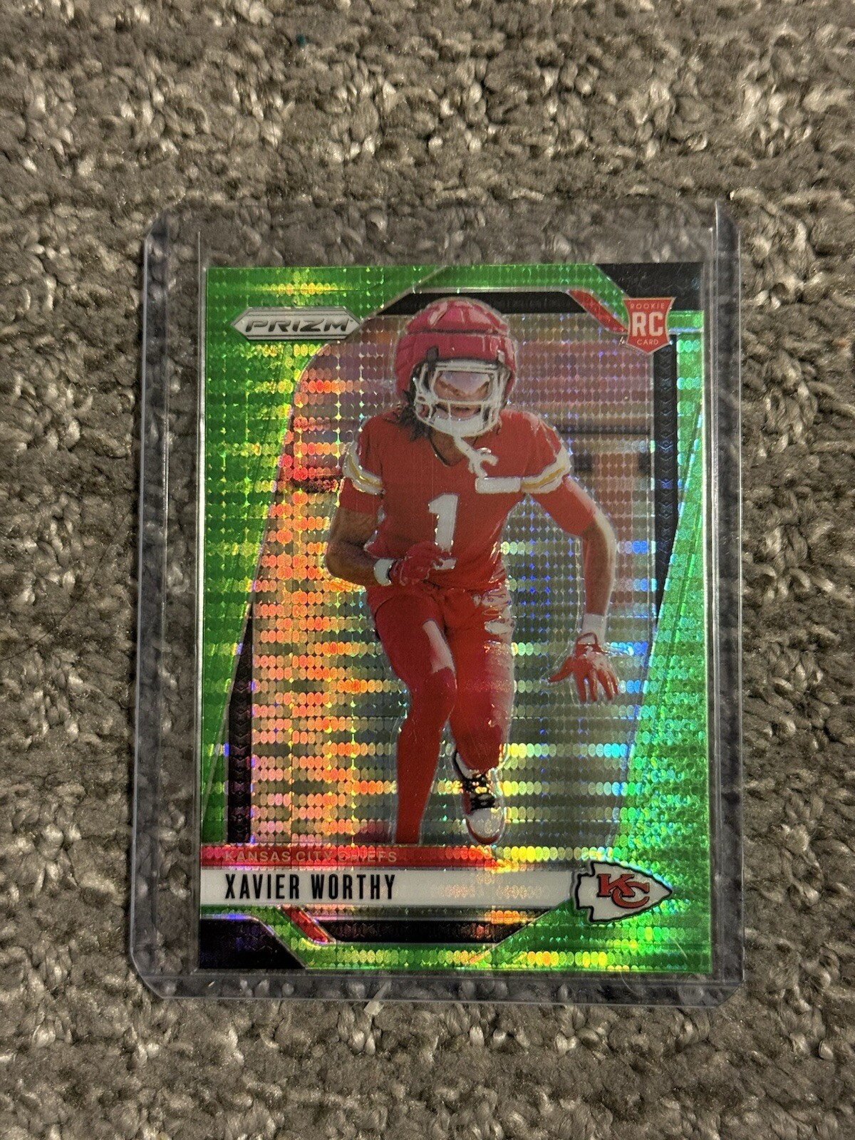 2024 Panini Prizm #399 Xavier Worthy RC Rookie Neon Green Pulsar CHIEFS