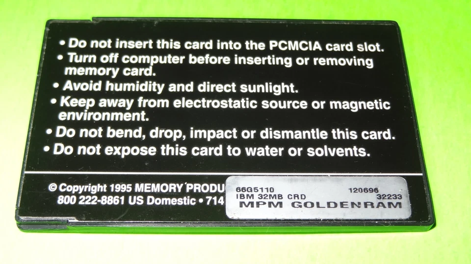 IBM Thinkpad 750C 755CE 755CDV DRAM  Memory Card IBM OEM 66G5110 32MB GoldenRAM - Image 2 of 2