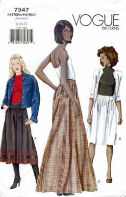 7347 MUSTER VOGUE 3 CREATIONS LANGER ROCK KURZ GRÖSSE FALTEN SCHICHTEN 42 BIS 46