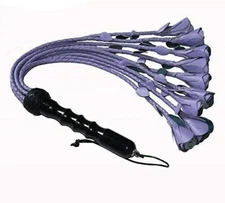 Handcrafted Genuine Leather Flogger Purple Handle with Soft Tails
