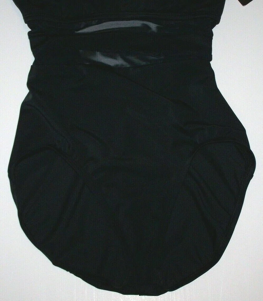 Nike Swimsuit One Piece Mesh Solid V-Back Swimwear NESS9365 Black New $100 Women - Image 3 of 4