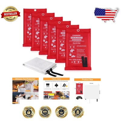 39x39 Fire Safety Blanket Set - Lightweight, Waterproof & Tear Resistant, 6 Pack