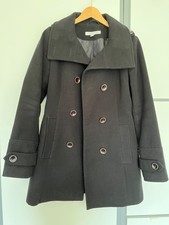 Esprit Black Double Breasted Coat Size 10 Uk