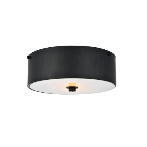 Living District Hazen 2-Light Metal Flush Mount in Flat Black/Frosted White - Picture 3 of 6