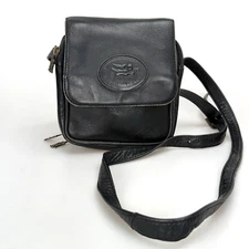 American Angel Leather Crossbody Bag Black Wallet Purse Vintage 5645