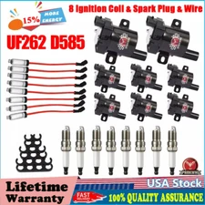 (8) Ignition Coil+Spark Plug + Wires set For Chevy Silverado 1500 2500 GMC UF262