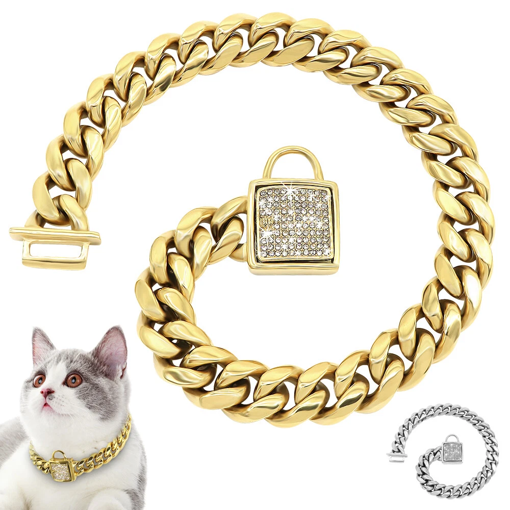 GOLD CUBAN LINK LUXURY DOG CHAIN COLLAR